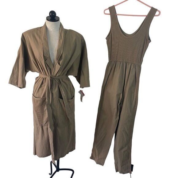 Peaches My Love Vintage Womens Jumpsuit Jacket Set Size 8 Tan Deadstock New